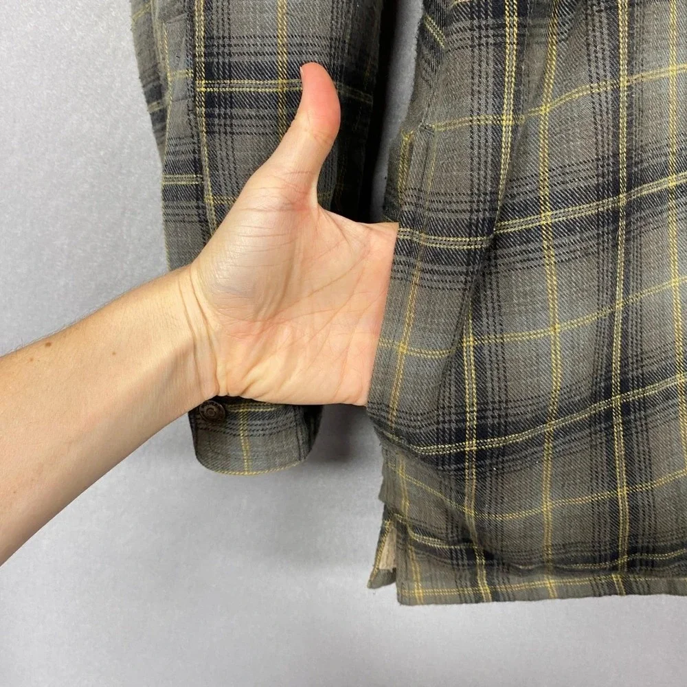 Wolverine Mens XXL Jacket Gray Plaid Fleece Lined Flannel Shacket Zip Up Warm